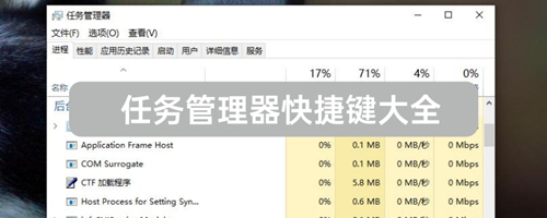 Win10任務(wù)管理器的快捷鍵有哪些？Win10任務(wù)管理器的快捷鍵大全