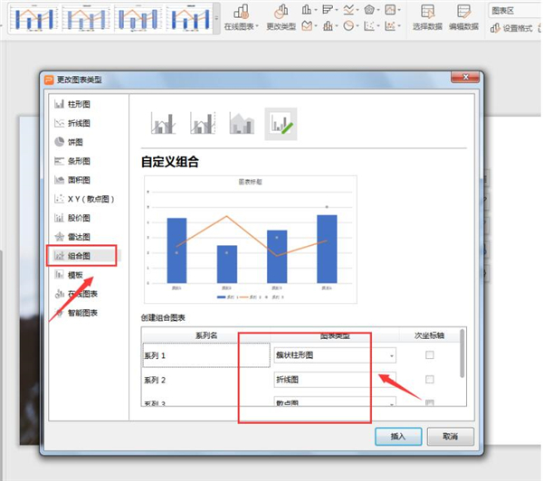 PPT中組合兩個圖表表現(xiàn)數(shù)據(jù)關(guān)系方法
