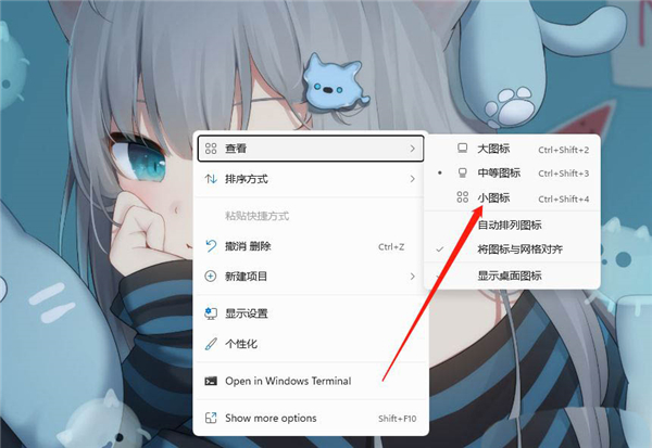 Win11怎么設置桌面軟件小圖標？Win11設置桌面軟件小圖標教程