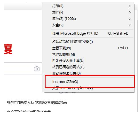 Win10專業(yè)版edge瀏覽器internet選項(xiàng)怎么打開?