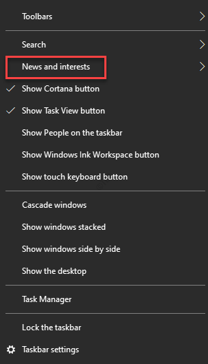 Win10電腦如何關閉/禁用新聞和興趣功能？