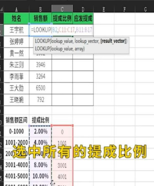 excel中l(wèi)ookup函數(shù)計算提成方法分享