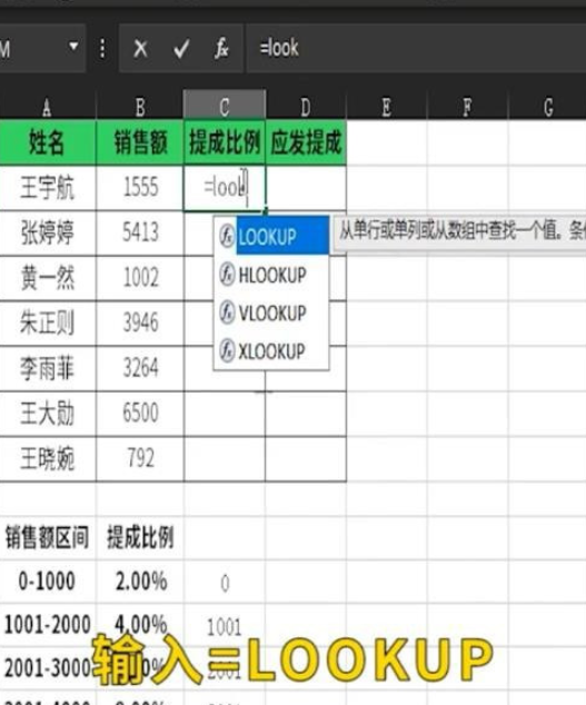 excel中l(wèi)ookup函數(shù)計算提成方法分享