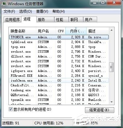 Win7任務管理器中哪些進程可以關閉？