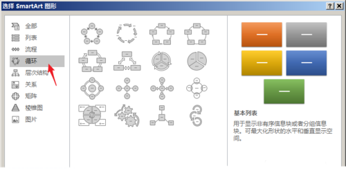 PPT中使用SmartArt制作循環(huán)關(guān)系圖具體操作步驟