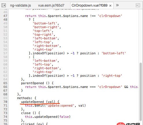 javascript - 如何在瀏覽器如chrome中審查元素時查看某個元素綁定的Vue方法？