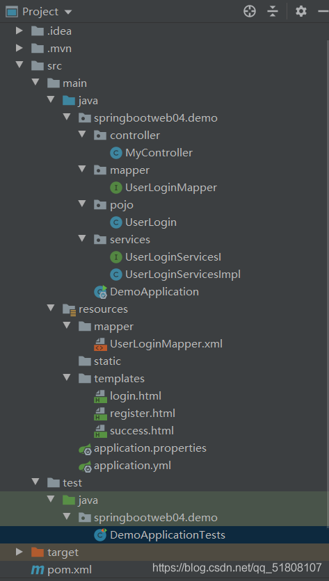 IDEA下創(chuàng)建SpringBoot+MyBatis+MySql項(xiàng)目實(shí)現(xiàn)動態(tài)登錄與注冊功能