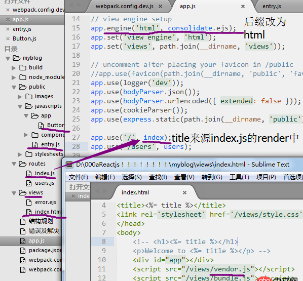 node.js - 請教學長們，用webpack服務器在開發模式下打包出來的東西怎么給express服務器用？？？