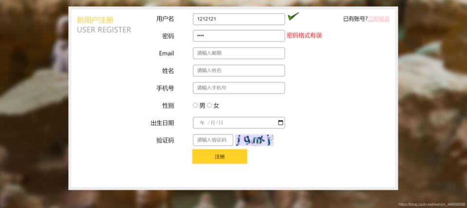 JS、CSS和HTML實現注冊頁面