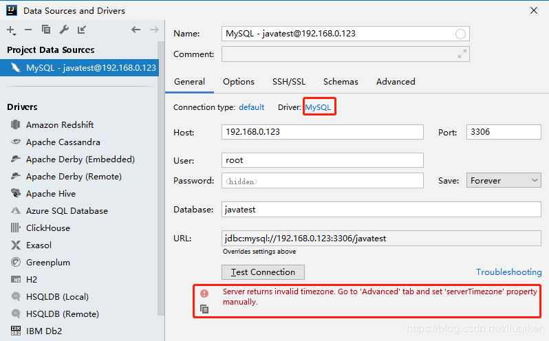 IDEA連接mysql又報錯！Server returns invalid timezone. Go to tab and set serverTimezone  prope的問題