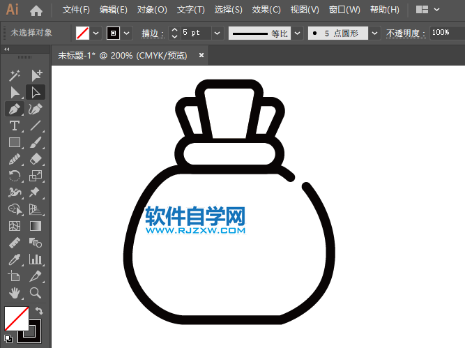 AI怎么繪制一個福袋的圖標的方法