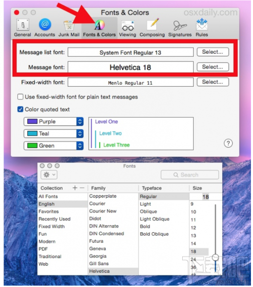 Mac OS X中的郵件字體大小怎么改？Mac OS X郵件字體大小修改方法