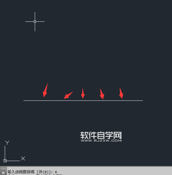 CAD2018直線怎么分成6份