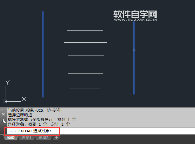 cad怎么欄選延伸多個(gè)對象