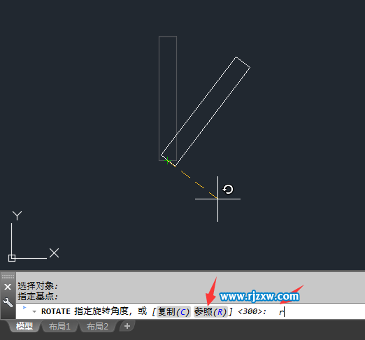 CAD怎么參照旋轉對象的方法