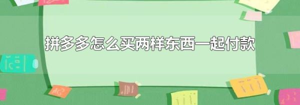 拼多多怎么買兩樣?xùn)|西一起付款